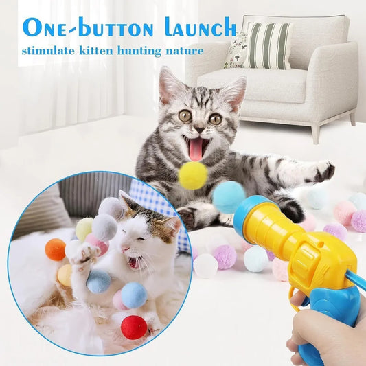 Interactive Cat Toy - Plush Ball Launcher for Indoor Play