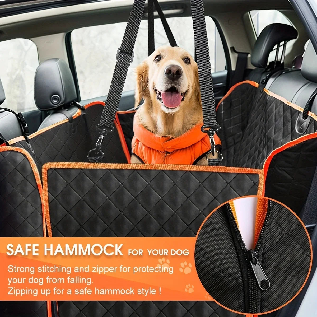 Dog Car Seat Cover - Waterproof Backseat Cushion for Pets