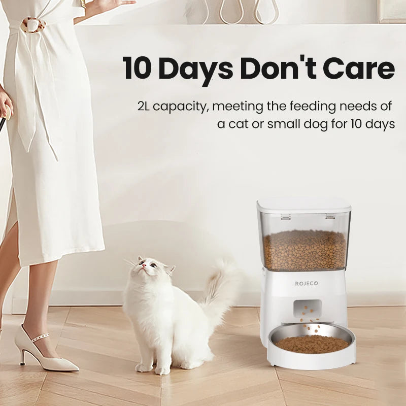 ROJECO Automatic Pet Feeder for Cats & Dogs - Smart Control