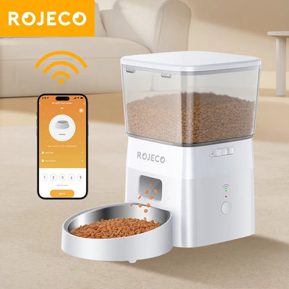 ROJECO Automatic Pet Feeder for Cats & Dogs - Smart Control